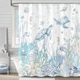 thumbnail image 3 of Nautical Coastal Sea Turtle Shower Curtain Ocean Beach Coral Fish Waterproof Fabric Shower Curtains for Bathroom Cute Seahorse Starfish Seashell Bath Curtain Decor (72'''' × 72''''), 3 of 6