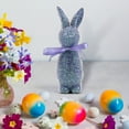 thumbnail image 5 of BGZLEU Flocked Bunny Figurine with Bowtie Flocking Rabbit Figures Tabletop Ornament Solid Color Resin Easter Bunny Statue Home Decor Indoor (Purple, 23cm), 5 of 8