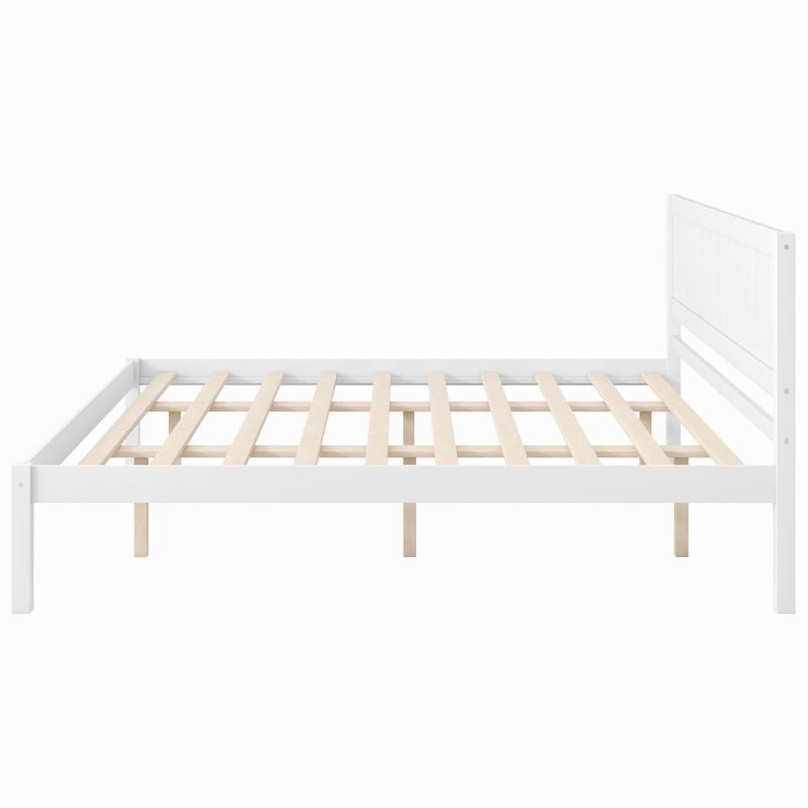 No Box Spring Needed King Size Wooden Bed, Minimalist Style Platform Bed Frame with Headboard & Slats Support
