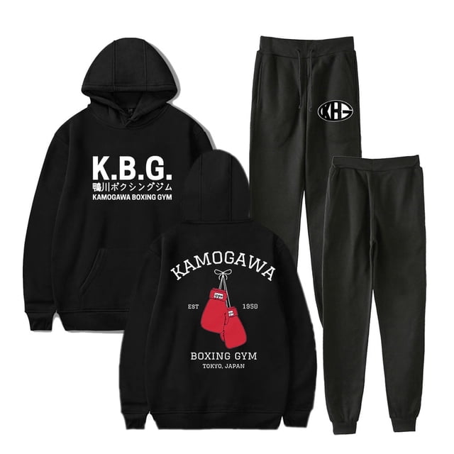Hajime No Ippo KBG Logo Merch Hoodies Jogger Pants Winter Women Men Fashion Streetwear Sweatshirts,black,L