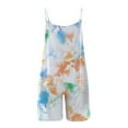 thumbnail image 4 of Usmixi Jumpsuits for Women Dressy Casual Loose Wide Leg Spaghetti Strap Short Jumpsuits Overalls with Pocket Summer V-Neck Sleeveless Tie-Dye Print Mini Formal Rompers Orange m, 4 of 5