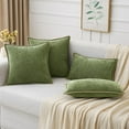 thumbnail image 5 of Pack of 2 Couch Throw Pillow Covers 18x18 Inch Sage Green Farmhouse Decorative Pillow Covers with Stitched Edge Soft Chenille Solid Dyed Summer Pillow Covers for Sofa Bed Living Room, 5 of 6