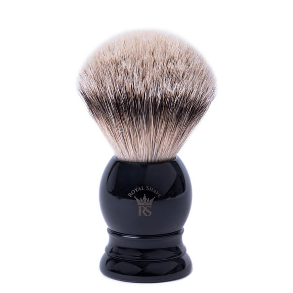 ROYAL SHAVE PB9 Brocha de Afeitar Tejón Punta Plata - Brocha de Afeitar Húmeda Clásica (Negro)