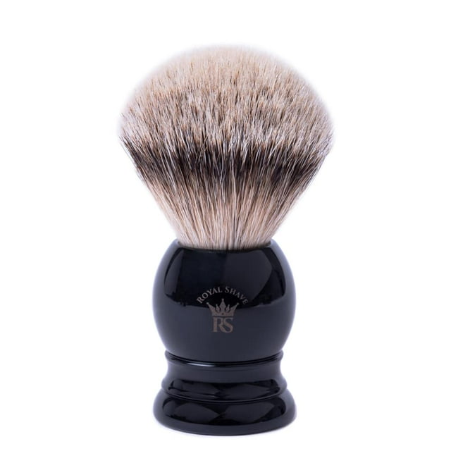 ROYAL SHAVE PB9 Brocha de Afeitar Tejón Punta Plata - Brocha de Afeitar Húmeda Clásica (Negro)
