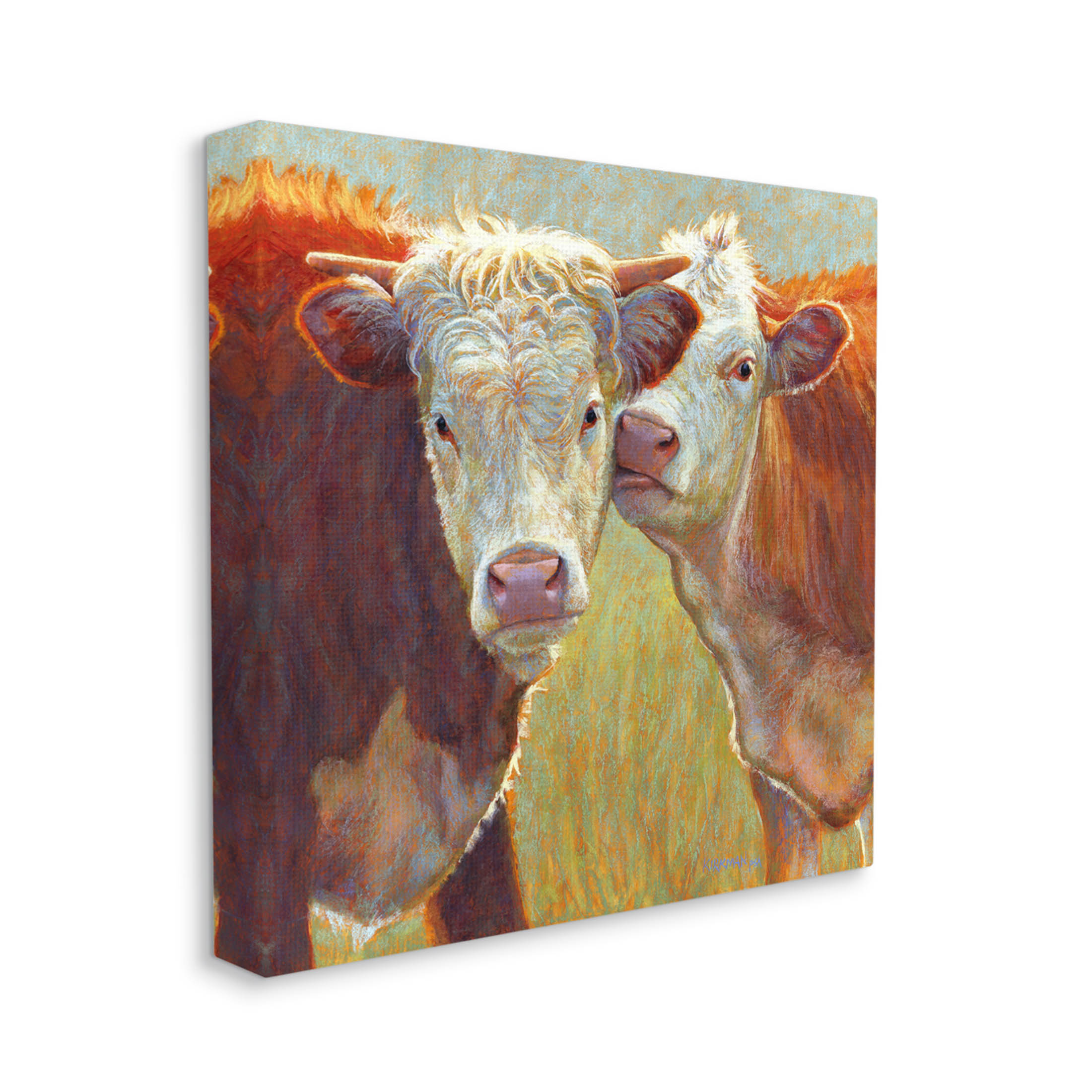 Kissing Cows Farm Animals Animals & Insects Painting Gallery Wrapped Canvas Print Wall Art