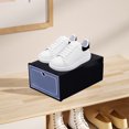 thumbnail image 5 of Qocolhg Clear Stackable Shoe Storage Box Storage Transparent Foldable Home Textile Storage Stuff Organizer, 12x8x5 inch Clamshell Storage Box, Plastic Drawer Organizer with Front Opening (Black), 5 of 6