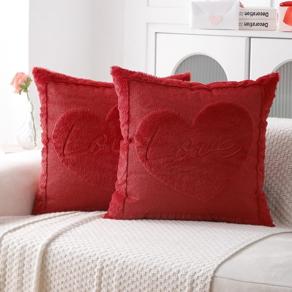 VAKADO Valentine’s Throw Pillow Covers 18x18 Set of Red Decoration Heart Valentine’s Day Couch Decorative Home Decor for Bed Sofa Bedroom Office C113