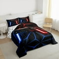 thumbnail image 3 of Castle Fairy Video Game Boy Bedding Comforter Set 2pcs,Abstract Geometric Plaid Gamepads Twin Comforter Sets Microfiber,Blue Red Neon Lights Gamer Breathable Bedding Set,Super Cozy Room Decor, 3 of 8