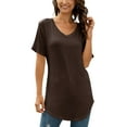 thumbnail image 5 of T-shirt Tops for Women Casual Loose V Neck Tunic Blouse Swallowtail Hem Fashion Short Sleeve Basic Tee Ladies Oversized Beach Dailywear T Shirts, 5 of 6