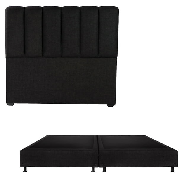 Box Base Cama King Size + Cabecera Kami Negro