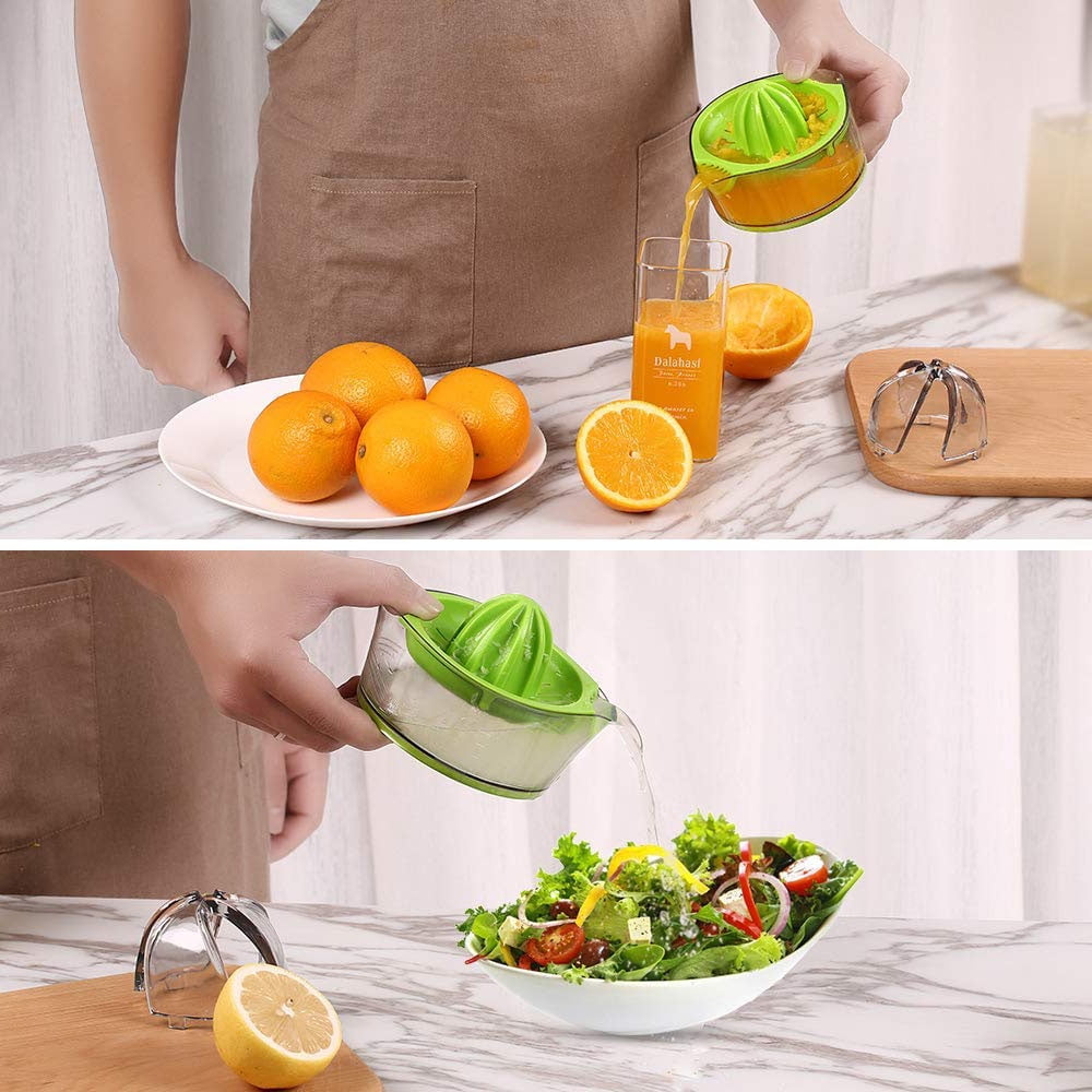 Hand Juicer Citrus Orange Squeezer Manual Lid Rotation Press Reamer for  Lemon Lime Grapefruit with Strainer and Container, 2 Cups