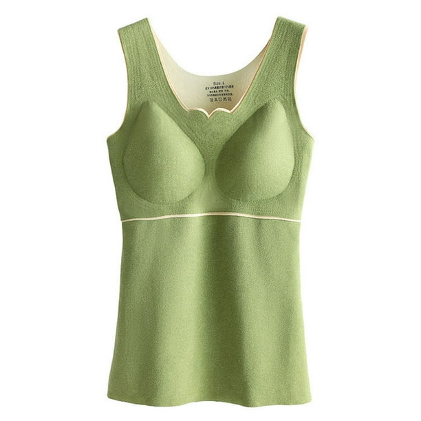 Minnieouse Ropa interior térmica de invierno para mujer, Top de alta elasticidad para mantener el calor, chaleco básico adelgazante informal, accesorio de Camisetas sin mangas Verde XL Minnieouse AP013374-14