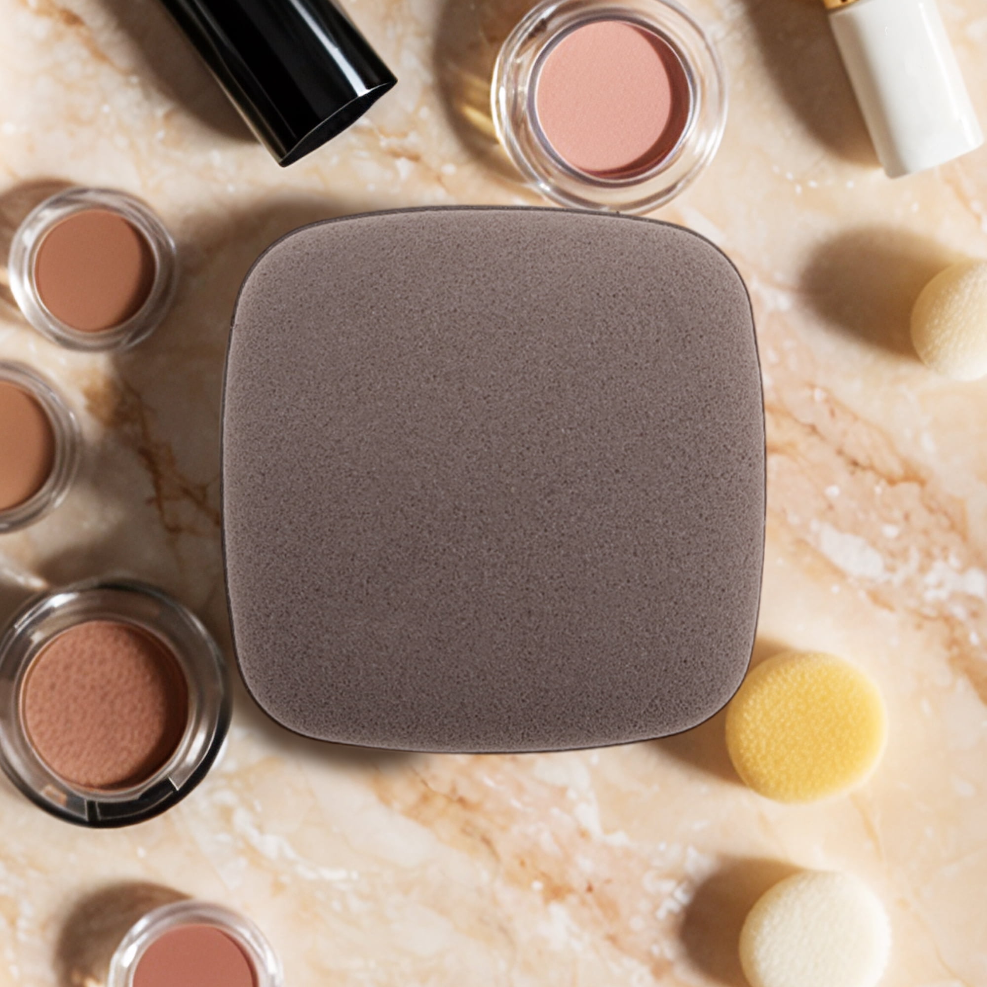 Unique Bargains 5 Pcs Square Face Makeup Sponge for Travel Brown