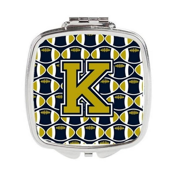 Carolines Treasures Letter K Football Blue & Gold Compact Mirror - 3 x 0.3 x 2.75 in.