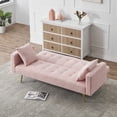 thumbnail image 3 of Pink Teddy Fleece 71.7 - inch Sofa Bed & Metal Legs for Sturdiness, 3 of 9