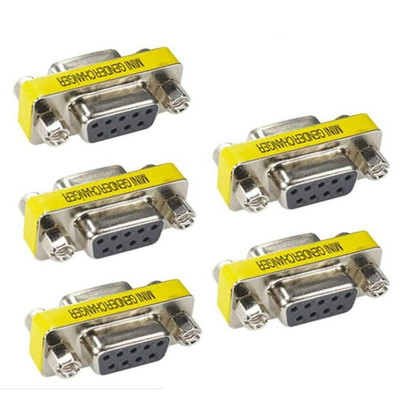 OUOU 9 Pin RS232 DB9 Male to Female Serial Cable Gender Changer Coupler Mini Adapter Pack of 5