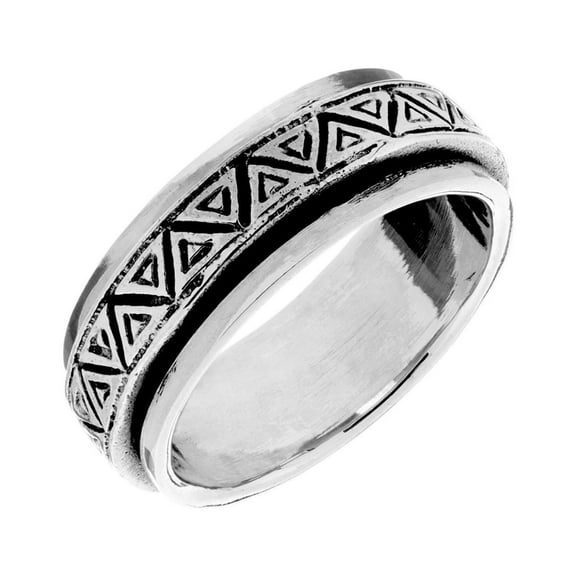 Silverly Men's Women's 925 Sterling Silver Wide Triangle Pattern Multi-Row Spinner Ring
