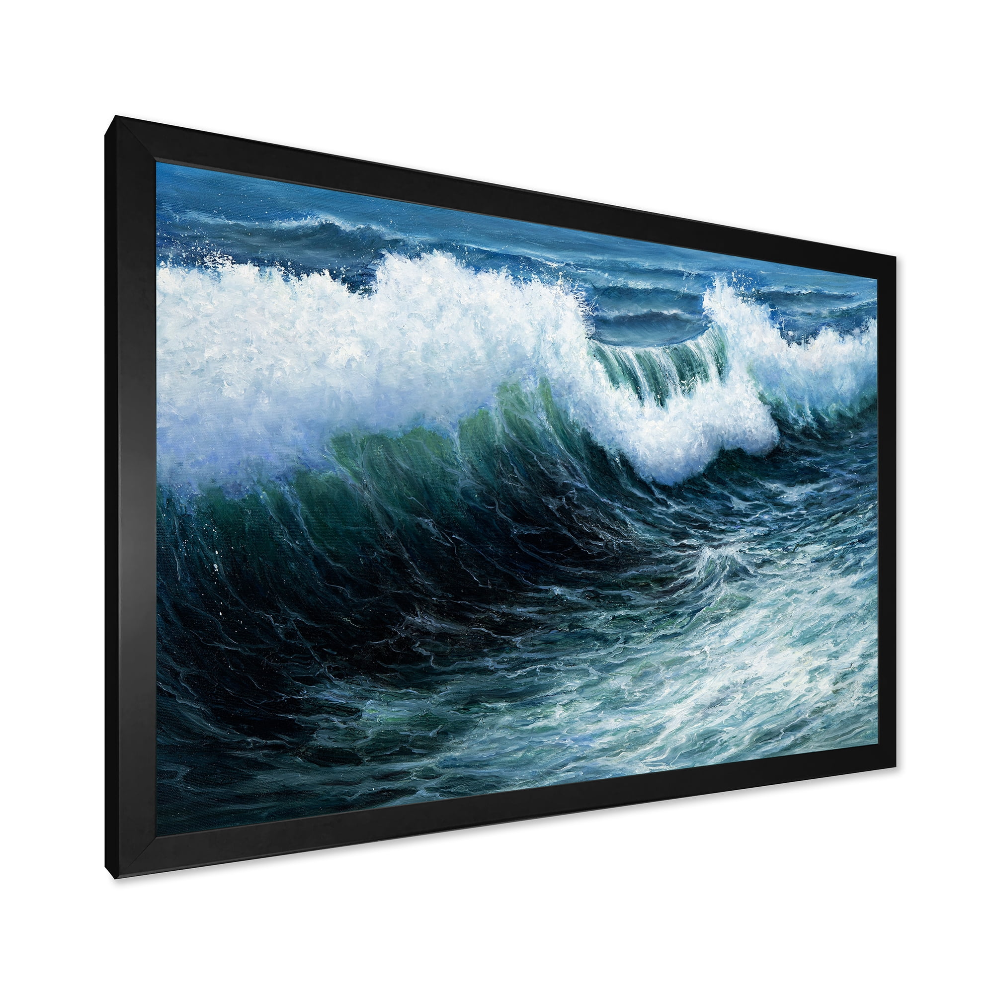 Designart 'The Ocean With Storm Waves' Nautical & Coastal Framed Art Print
