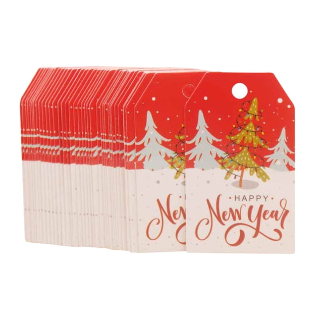 100 Uds. Tarjetas de papel de Papá Noel, suministros para fiestas de Navidad, etiquetas Kraft DIY, etiquetas colgantes de papel para envolver Kits de decoración para fiestas árbol de año nuevo blanco Wosthever HA001764-05