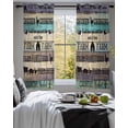 thumbnail image 3 of Retro Farm Animals Sheer Curtains 39 Inch Length 2 Panels Set for Living Room/Bedroom, Country Cow Pig Chicken Turquoise Wood Kitchen Curtains Grommet Curtains Window Treatments 27.5"x39"x2, 3 of 7