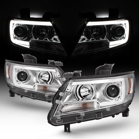 AKKON - For 2015-2022 Chevy Colorado Full LED Daytime Running Lamp Bar Projector Headlights Chrome Housing Clear Lens Set
