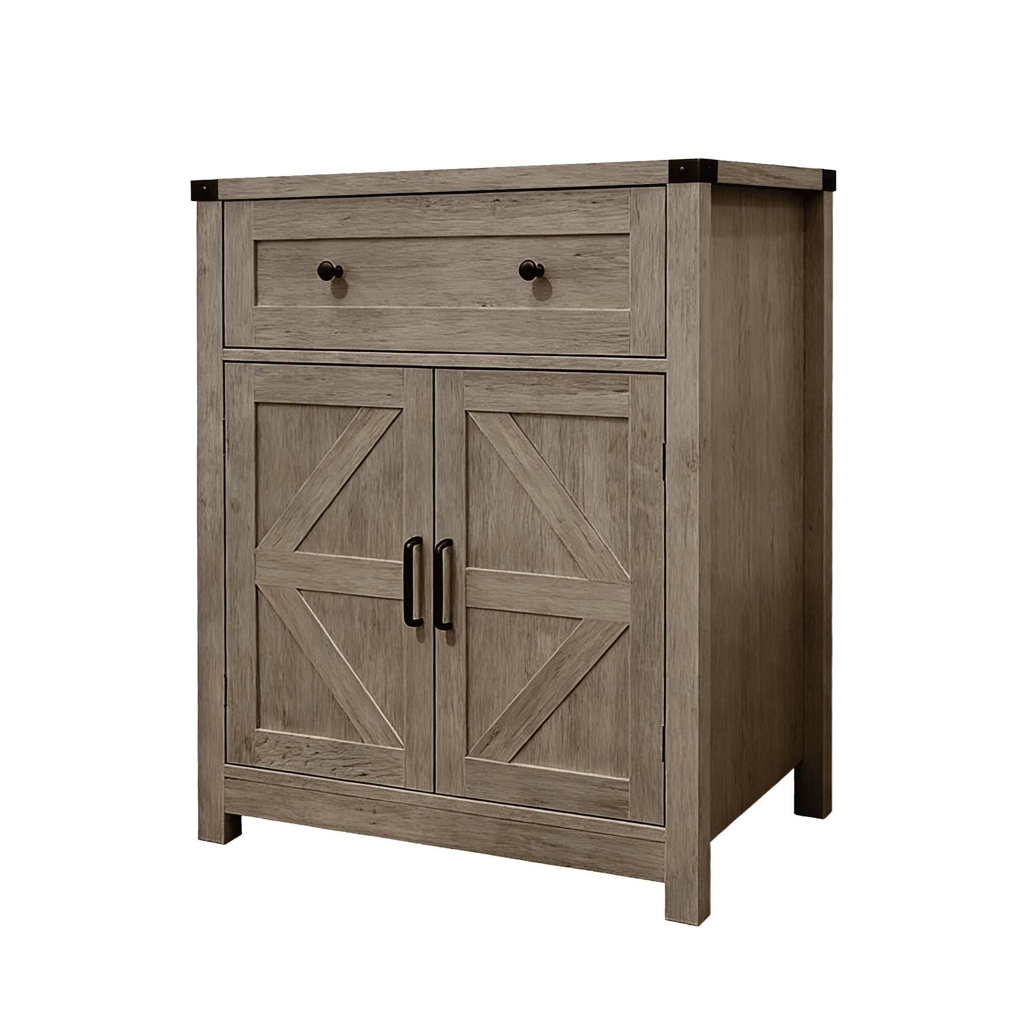 Mintazer Farmhouse Sideboard Cabinet with Barn Doors & Drawer, Rustic Storage Cabinet for Kitchen & Living Room, Grey