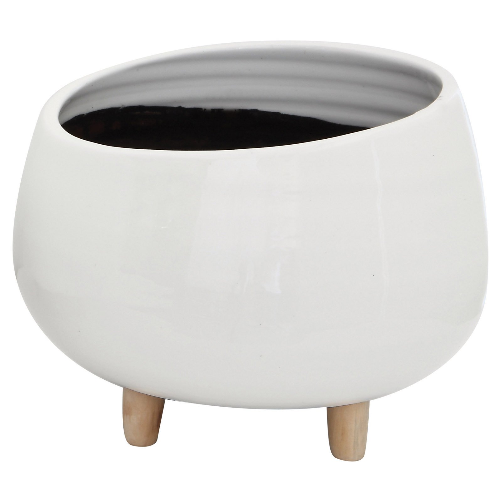 3R Studios White Planter with Wood Feet