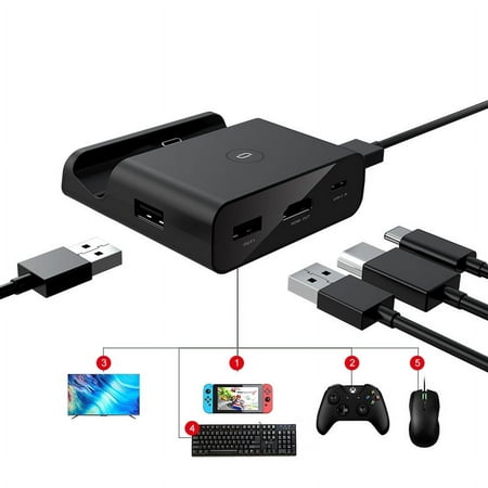 Docking Station for Nintendo Switch - Switch Dock Portable TV Docking Station Replacement for Nintendo Switch with Type C to HDMI TV Adapter Micro SD USB 3.0 2.0 - Black