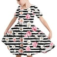thumbnail image 2 of yoeyez Robe Fluide pour Filles Mode pour Enfants Robe Maxi Imprimée Manches Courtes Col Ras du Cou à Volants Plissée Robe Soleil Fluide Décontractée Midi Multicolore, 9-10 Ans, 2 of 5