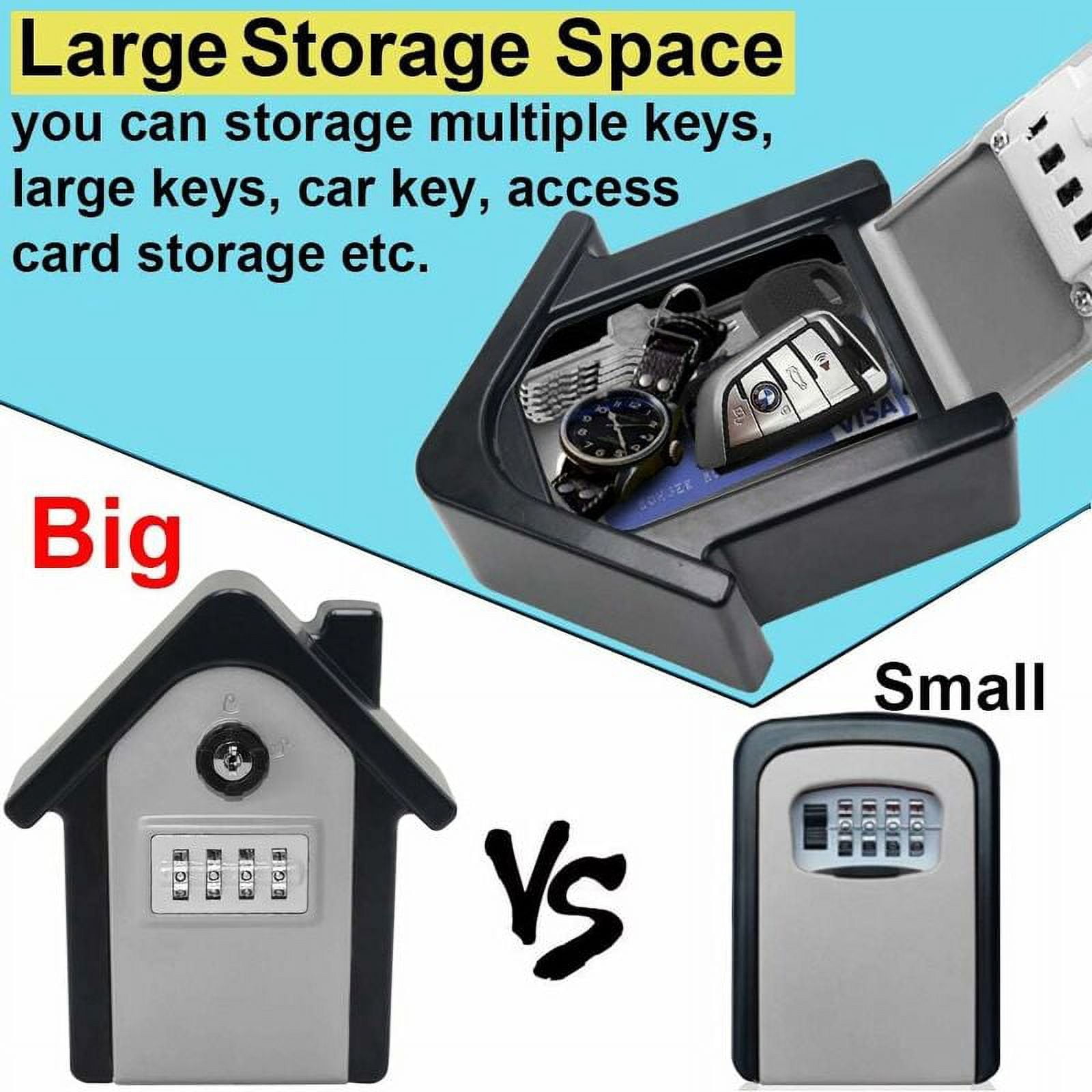 Wall Mounted Key Safe Box with Digital Code & Emergency Keys, Large Key Safe Box XL Size Outdoor Key Safe for Home, Office, Factory, Garages (Silver)