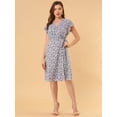 thumbnail image 4 of Vestido A Media Pierna Boho Floral Beige-Morado Talla S, 4 of 6