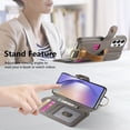 thumbnail image 6 of ELEHOLD Case for Samsung Galaxy A52 5G, RFID Blocking Zipper Leather Wallet Stand Case with Card Slot & Wrist Strap & Ring Holder,Gray, 6 of 10