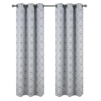 RT Designer Collection Woodbridge Jacquard Grommet Luxurious Modern Design Curtain Panel 54" x 84" Silver