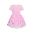 thumbnail image 2 of Girls Dress Cotton Top Pink Gold Firework O Neck Short Sleeve 7 Years, 2 of 6