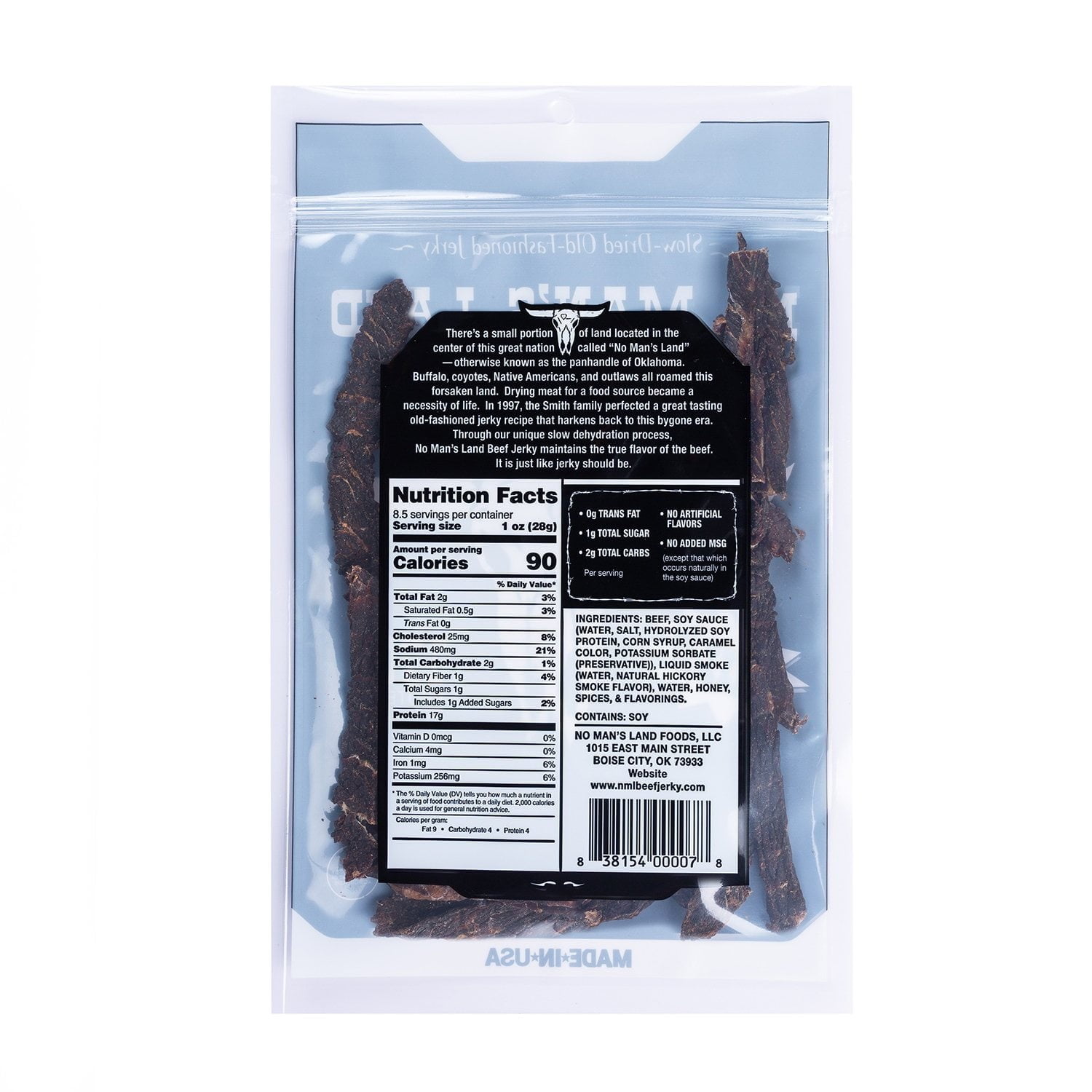 No Man's Land Mild Beef Jerky, 8.5 Ounce