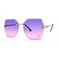 thumbnail image 2 of Womens Rhinestone Heart Lens Bling Rimless Butterfly Chic Sunglasses Gold Purple Pink, 2 of 4