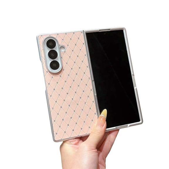 Allytechgroup Glitter Bling Case for Samsung Galaxy Z Fold 5, Slim Fit Shell with Shiny Diamond Embossed Shockproof Anti-Scratch Luxury Fashionable Case Cover for Women Girls, Pink