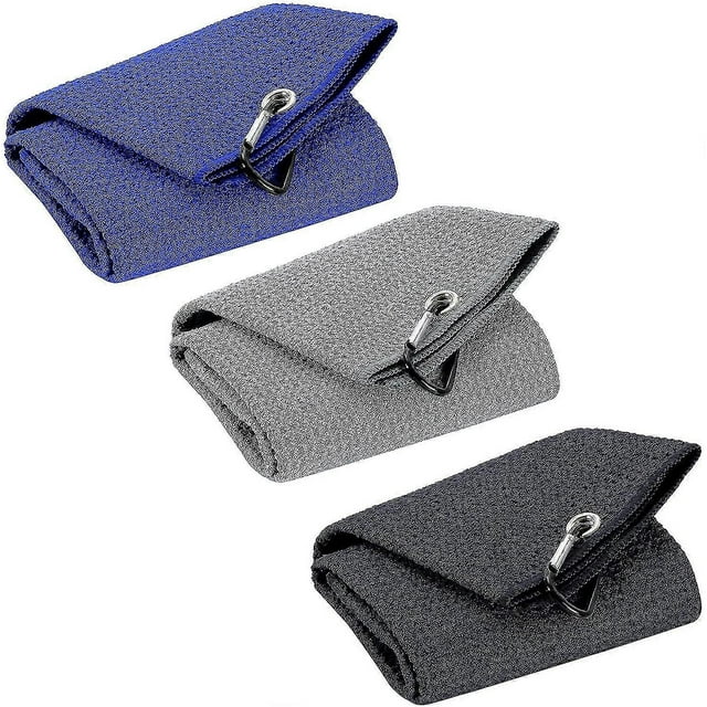 3pcs Tri-fold Golf Towel, Microfiber Golf Towel With Clip Golf Towels With Loop