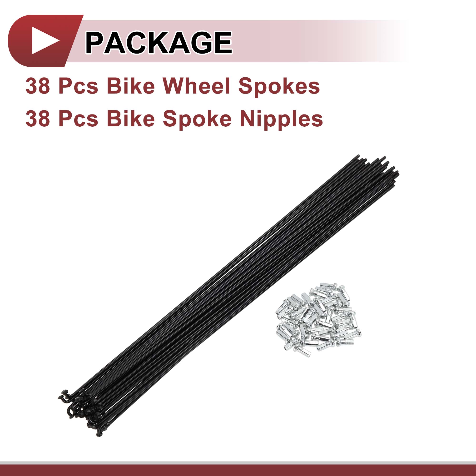 Unique Bargains 38Pcs 14G Bicycle Bike Wheel Spoke Carbon Steel Black 11.54"