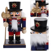 LEORX Wood Nutcracker Soldier Shape Figurine Blue Ornament 1Set