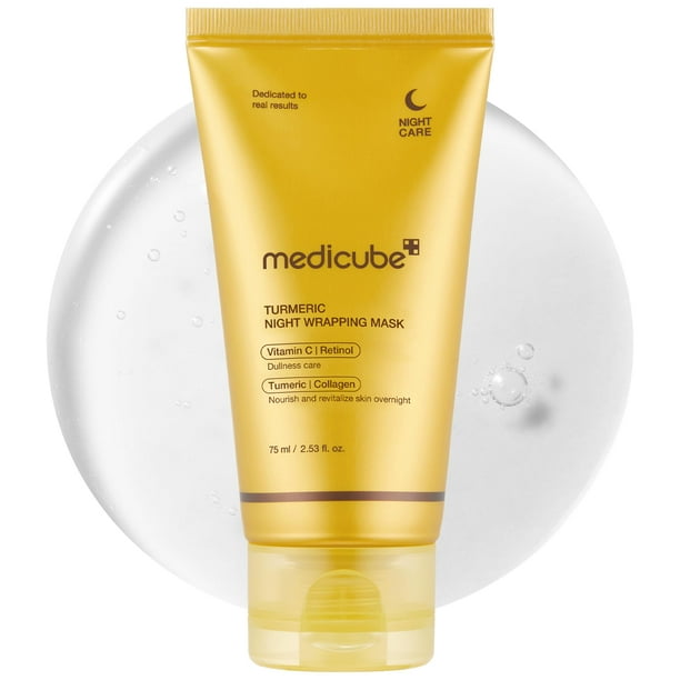 Mascarilla exfoliante para envolver toda la noche, medicube, cúrcuma, 75 ml