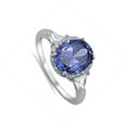 thumbnail image 4 of CHOOSE YOUR COLOR Simulated Tanzanite Oval Solitaire Halo Elegant Ring Sterling Silver Band White CZ Female Size 10, 4 of 4