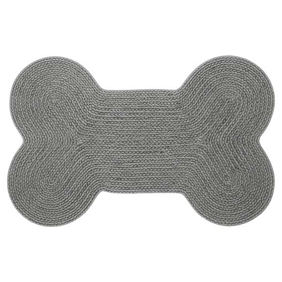 Diatomaceous Earth Absorbent Pad, Gray Bone Shaped Dog Food Mat with 'Woof' Pattern, Fast Drying, Hygienic & Easy Clean, Indoor Outdoor Pet Food Mat for Cats & Dogs