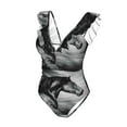 thumbnail image 4 of Yiaed Running Horse Print Women's Ruffled One Piece Swimsuit V Neck Swimwear Slimming Monokini for Woman-X-Large, 4 of 8