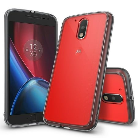 Ringke Fusion Case Compatible with Motorola Moto G4/G4 Plus, Transparent PC Back TPU Bumper Drop Protection Phone Cover - Smoke Black