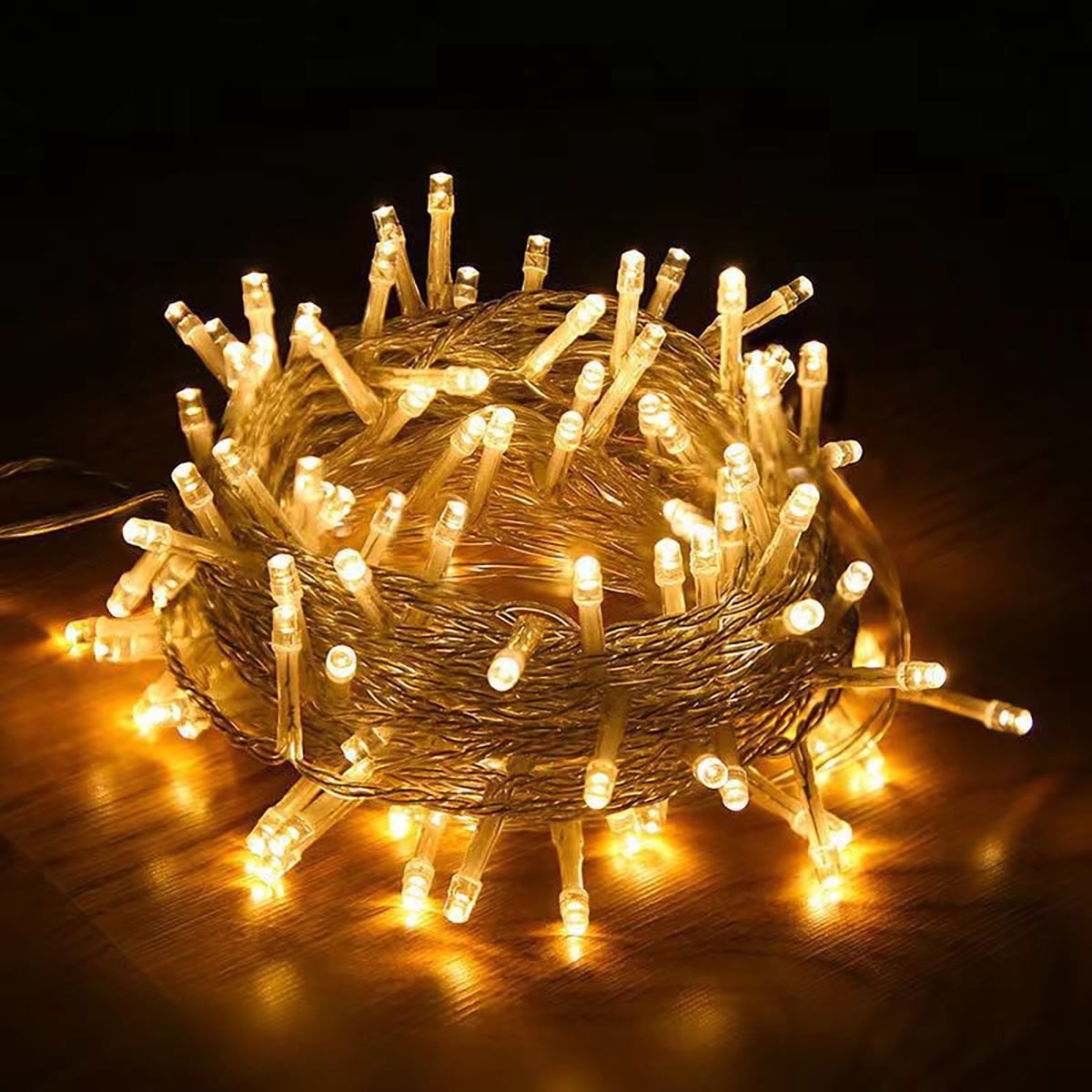 Christmas String Lights Indoor Outdoor, 33FT 100 LED Extendable Clear Wire 8 Modes Twinkle Fairy String Lights Plug in for Christmas Tree Holiday Party Garden Decorations (Warm White)