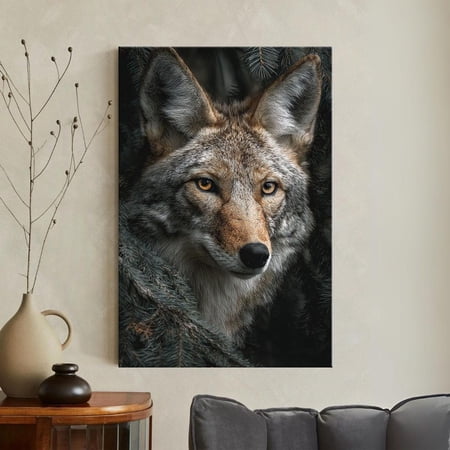 Coyote Realistic Wildlife Rustic Cabin Decor Forest Animal Portrait Nature Lover Woodland Wolf Art Wall Art Print