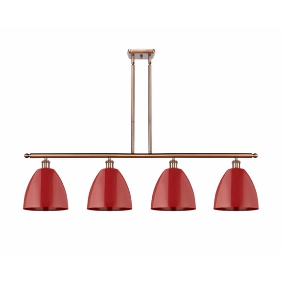 516-4I-AC-MBD-9-RD Innovations Lighting Plymouth Dome - 4 Light Island In Industrial Style-12.38 Inches Tall and 48 Inches Wide-Antique Copper