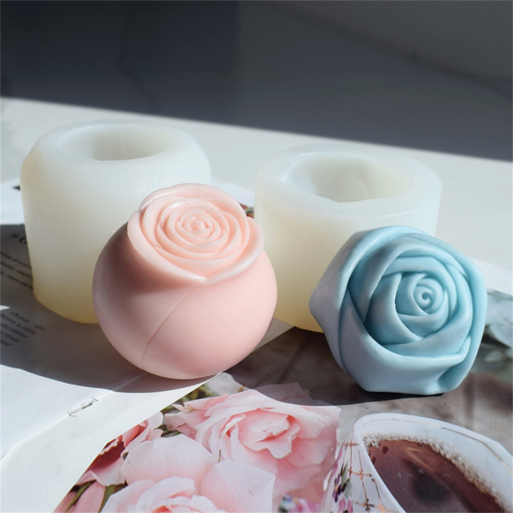 Large Flower Silicone Candle Mold DIY Handmade 3D Rose Candle Soap Plaster Resin Cake Baking Tool Home Decorations Gift