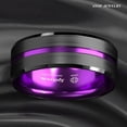 thumbnail image 3 of Tungsten Rings for Men Wedding Bands for Him 8mm Black Purple Line, 3 of 6